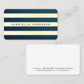Elegante Blauwe Gespetterde | Streeppatroon Visitekaartje (Voorkant / Achterkant)