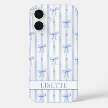 Elegante blauwe gestreepte Coquette linten met mon