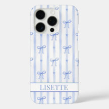Elegante blauwe gestreepte Coquette linten met mon