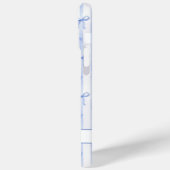 Elegante blauwe gestreepte Coquette linten met mon Case-Mate iPhone Case (Achterkant / Links)