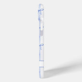 Elegante blauwe gestreepte Coquette linten met mon Case-Mate iPhone Case (Achterkant / Links)