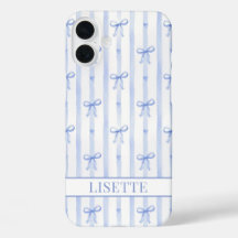 Elegante blauwe gestreepte Coquette linten met mon