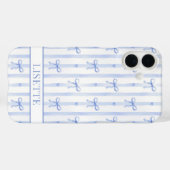 Elegante blauwe gestreepte Coquette linten met mon Case-Mate iPhone Case (Achterkant (horizontaal))