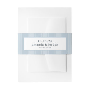 Elegante Blauwe Gestreepte Minimalist Uitnodigingen Wikkel