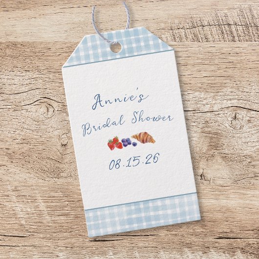 Elegante Blauwe Gestreepte Zomer Brunch Bruidsborr Cadeaulabel