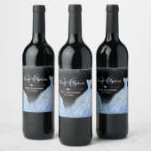 Elegante Blauwe Glitter Baljurk Sweet Sixteen Wijn Etiket (Flessen)