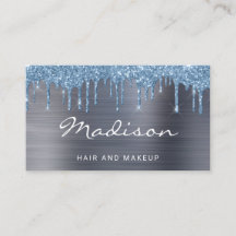 Elegante Blauwe Glitter Drip Haar- en Make-up