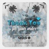 Elegante Blauwe Glitter en Metallic dank u Douane Vierkante Sticker (Voorkant)