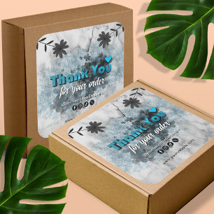 Elegante Blauwe Glitter en Metallic dank u Douane Vierkante Sticker