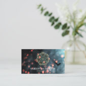 Elegante Blauwe Glitter Lotus Yoga Instructeur Visitekaartje (Staand voorkant)