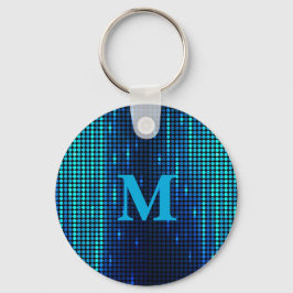 Elegante Blauwe Glitter Monogram initiaal Sleutelhanger