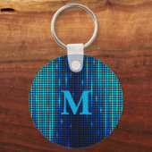 Elegante Blauwe Glitter Monogram initiaal Sleutelhanger (Voorkant)