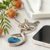 Elegante Blauwe Glitter Monogram initiaal Sleutelhanger (Zijkant)