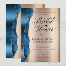 Elegante Blauwe Glitter Script Bruidsdouche