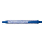 Elegante Blauwe Glitter Script Naam Monogram Zwarte Inkt Pen (Achterkant)