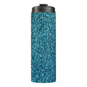 Elegante blauwe glitter thermosbeker
