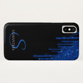 Elegante Blauwe Glitterdruppels Case-Mate iPhone Case (Achterkant (horizontaal))