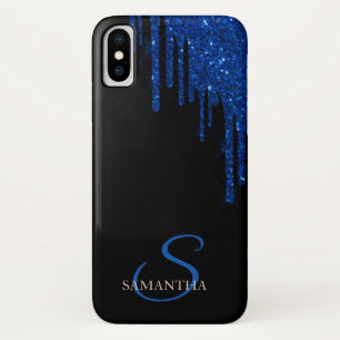 Elegante Blauwe Glitterdruppels Case-Mate iPhone Case