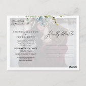 Elegante Blauwe Gom Foliage Save the Date Briefkaart (Achterkant)