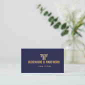 Elegante Blauwe Goud Juridisch QR-code Visitekaartje (Staand voorkant)