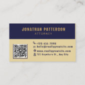 Elegante Blauwe Goud Juridisch QR-code Visitekaartje (Achterkant)