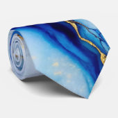 Elegante blauwe goud marmer stropdas (Opgerold)
