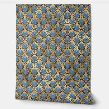 Elegante Blauwe Gouden Art Deco Peel and Stick
