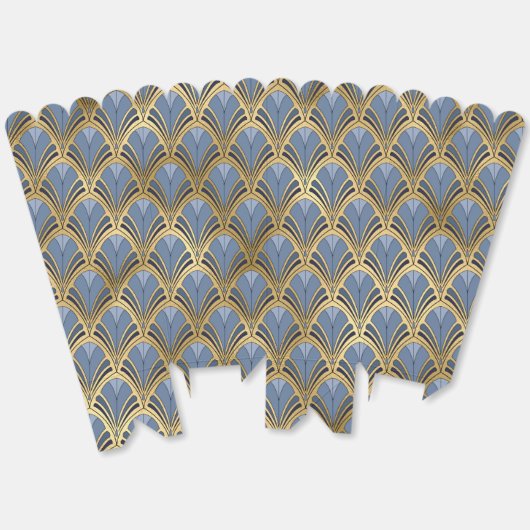 Elegante Blauwe Gouden Art Deco Vintage Patroon Bedankdoosjes (Ongevouwen)