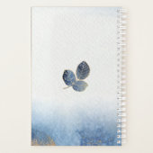Elegante Blauwe Gouden Bladeren Botanische Trouwda Planner (Achterkant)