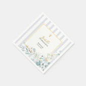 Elegante Blauwe Gouden Bloemendoop Servet (Hoek)