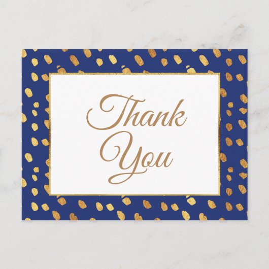 Elegante Blauwe Gouden Dank Je Briefkaart (Voorkant)