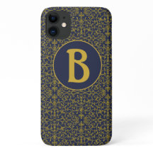 Elegante Blauwe & Gouden Filigrein Initialen