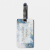 Elegante Blauwe Gouden Glitter Abstracte Stroom    Bagagelabel (Achterkant verticaal)