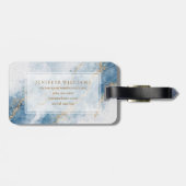 Elegante Blauwe Gouden Glitter Abstracte Stroom    Bagagelabel (Achterkant horizontaal)
