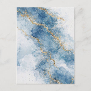 Elegante Blauwe Gouden Glitter Abstracte Stroom    Briefkaart