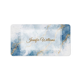 Elegante Blauwe Gouden Glitter Abstracte Stroom Etiket