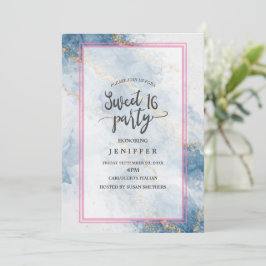 Elegante Blauwe Gouden Glitter Abstracte Stroom Kaart