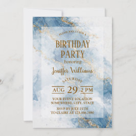 Elegante Blauwe Gouden Glitter Abstracte Stroom Kaart