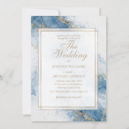 Elegante Blauwe Gouden Glitter Abstracte Stroom    Kaart