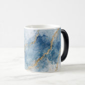 Elegante Blauwe Gouden Glitter Abstracte Stroom Magische Mok (Voorkant rechts)