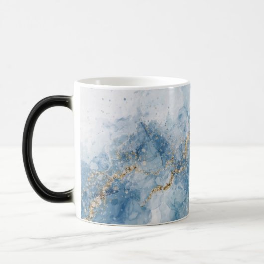 Elegante Blauwe Gouden Glitter Abstracte Stroom Magische Mok (Links)