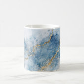Elegante Blauwe Gouden Glitter Abstracte Stroom Magische Mok (Center)