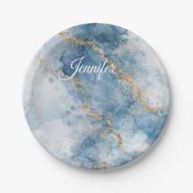 Elegante Blauwe Gouden Glitter Abstracte Stroom