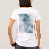 Elegante Blauwe Gouden Glitter Abstracte Stroom T-shirt (Achterkant)