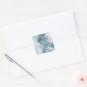 Elegante Blauwe Gouden Glitter Abstracte Stroom Vierkante Sticker (Envelop)