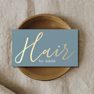 Elegante Blauwe Gouden Haar Stylist Visitekaartje