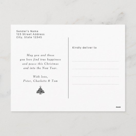 Elegante Blauwe Gouden Hulst Kerstman Vrolijk Kers Feestdagenkaart (Achterkant)