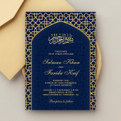 Elegante Blauwe Gouden Islamitische Mihrab Moslim  Kaart