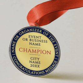 Elegante Blauwe Gouden Kampioensmedaille Zakelijk  Metalen Ornament
