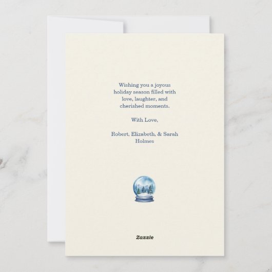 Elegante Blauwe & Gouden Kerstboom Kaart (Achterkant)